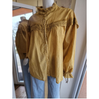 Horčicová košeľa s čipkou 