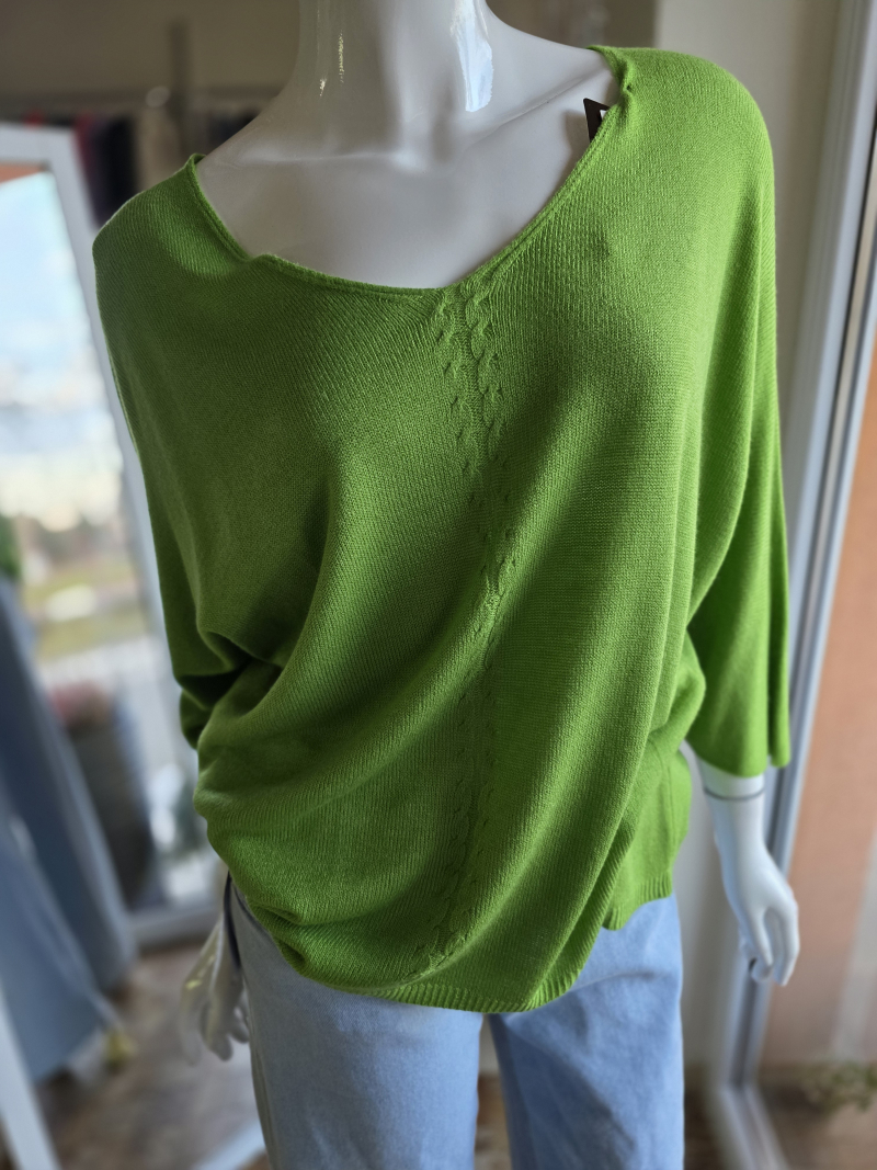 Hráškový basic pulóver