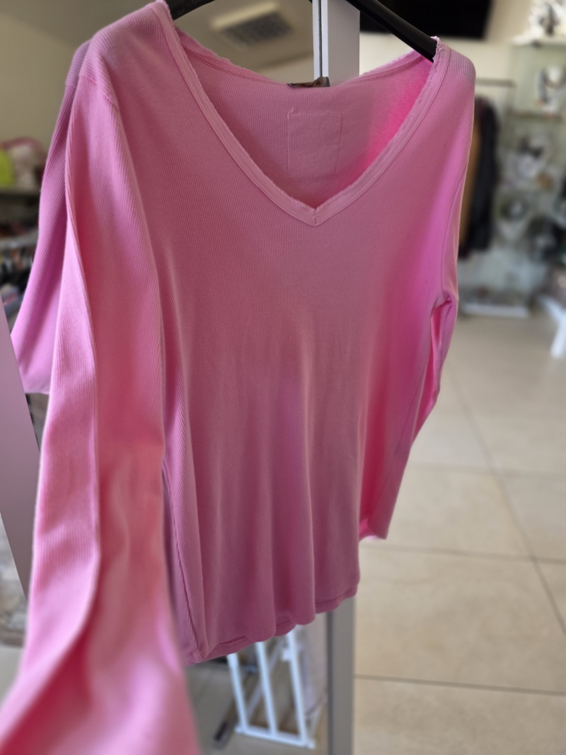 Ružové rebrované tričko 