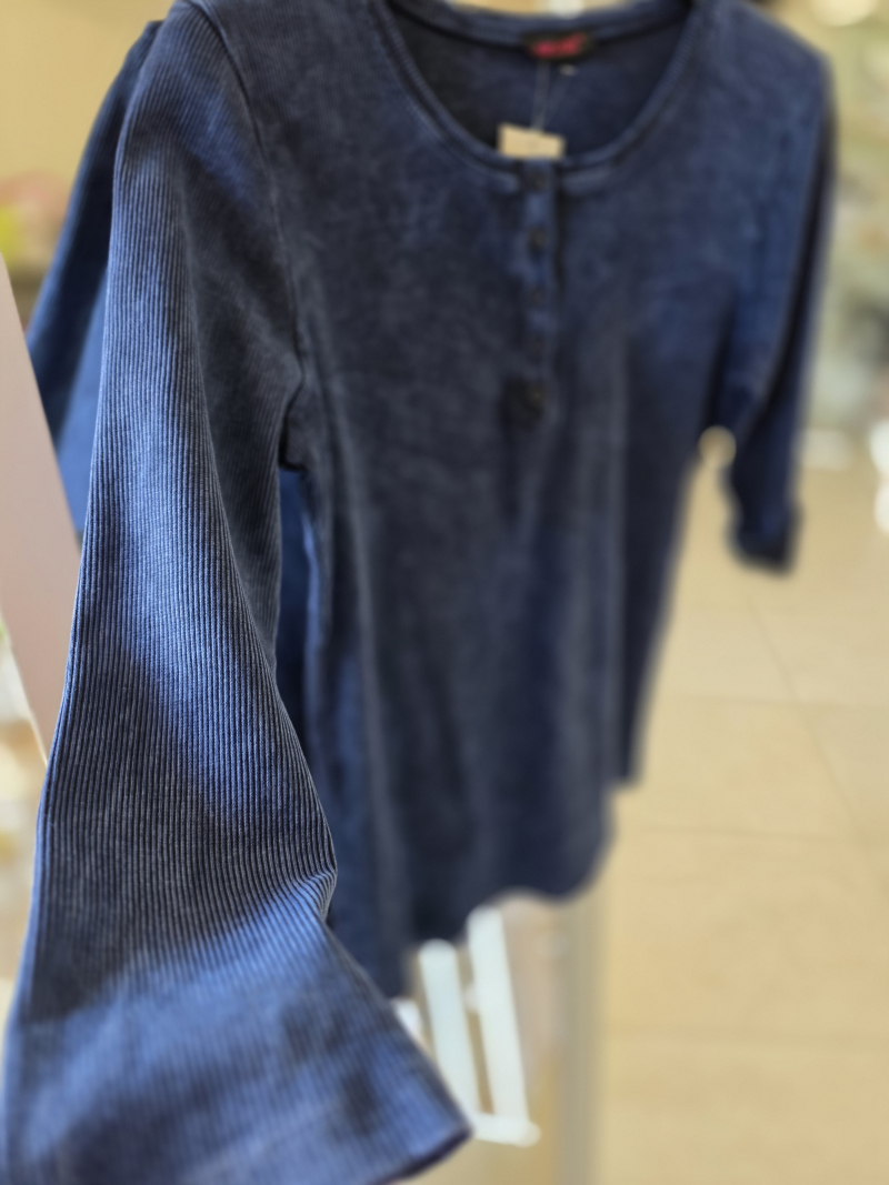 Jeansové rebrované tričko 