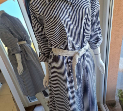 Košeľové šaty pásik 